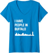 Womens I Have People in Buffalo New York V-Neck T-Shirt - Sapphire Blue