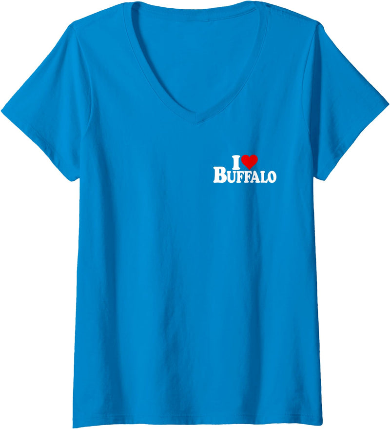 LOVE OF BUFFALO HEART CITY APPAREL Women's I Love Heart Buffalo NY V-Neck T-Shirt - Sapphire Blue