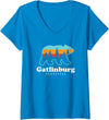 Great Smoky Mountains TN Travel Womens Gatlinburg Tennessee Bear Great Smoky Mountains V-Neck T-Shirt - Sapphire Blue