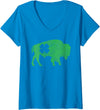 Buffalo - St Patricks Day Funny Women's Buffalo - Shamrock St. Patrick's Day Saint Paddy's V-Neck T-Shirt - Sapphire Blue