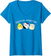 Funny anime designs Womens Squish hunter cute animals pineapple cow lamb V-Neck T-Shirt - Sapphire Blue