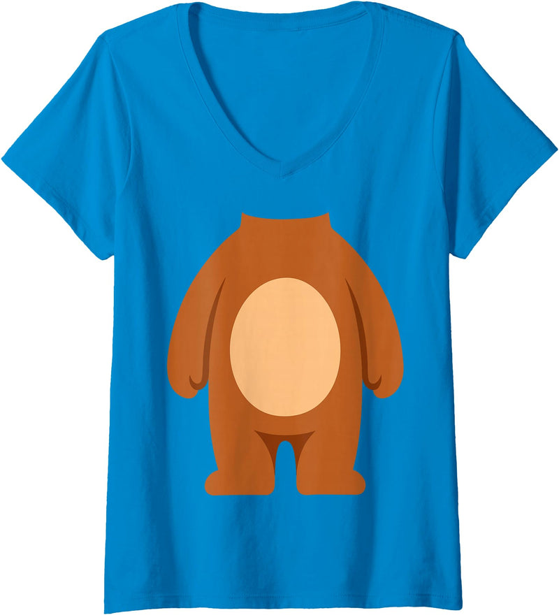 Bear Costume Shirts Women's Bear Costume Shirt Adult Kids Men Women Brown Bear Costume V-Neck T-Shirt - Sapphire Blue