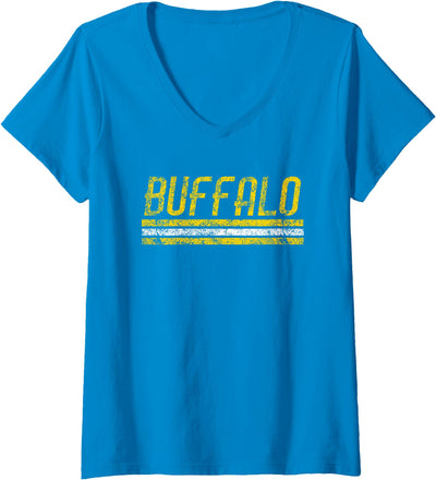 Buffalo New York Retro Vintage Weathered Throwback 2 V-Neck T-Shirt