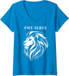 Lions international We Serve Lions outfits Womens Lions Club International We Serve Lions V-Neck T-Shirt - Sapphire Blue