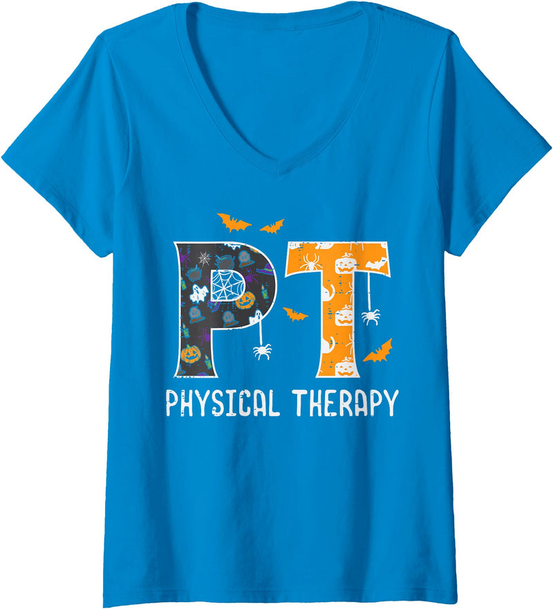 Halloween For Women Men Kids Boys Girls Women's Halloween PT Physical Therapy Therapist Costume Women Men V-Neck T-Shirt -
