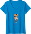 Bahaa's Tee Womens Men's Women's Kids Teddy Bear Graphic Cool Designs Funny V-Neck T-Shirt - Sapphire Blue