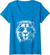 Älion. Womens Lion Sunglasses Graphic V-Neck T-Shirt - Sapphire Blue