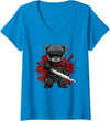 dark teddy bear love Womens Ninja Teddy Bear V-Neck T-Shirt - Sapphire Blue