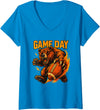 Funny Football Bear Game Day Sports Gift Womens Funny Football Bear Game Day Vintage Shirt Fans V-Neck T-Shirt - Sapphire Blue