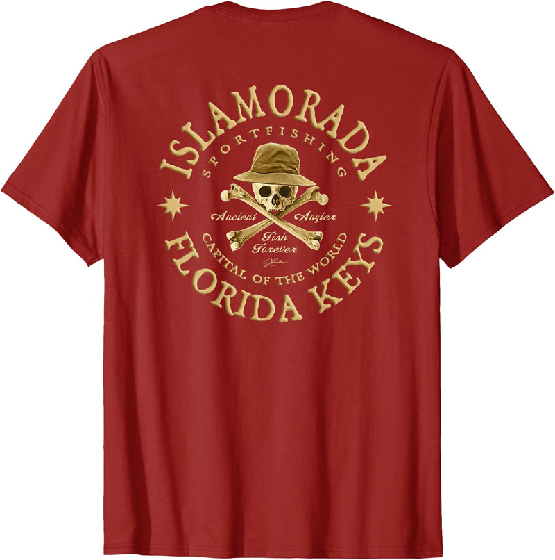 JCombs: Islamorada, Florida, Ancient Angler, Fishing T-Shirt - Cranberry Red