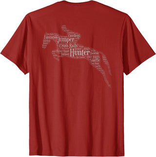 Horse Lovers T-Shirts and Gifts Hunter Jumper Equestrian T-Shirt Black Unisex-Adults Classic Fit Short Sleeve Crew Neck T-Shirt S - Cranberry Red