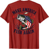 Make America Fish Again Largemouth Bass Patriotic Men Make America Fish Again 4th July Fish Patriotic USA Flag T-Shirt - Cranberry Red