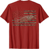Great American Outdoors Camo Designs Fishing American Flag Camo Bass Fish (Design on Back) T-Shirt - Cranberry Red