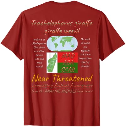 ETCreations Giraffe Weevil T-Shirt - size chart
