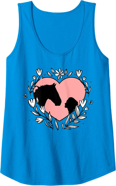 Dibble Dabble Designs for Horse Lovers Womens Pretty Horse and Heart for Girls and Women Who Love Horses Tank Top