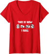 Cute Little Bear Panda This Is How I Roll Design Cute Little Bear Panda This Is How I Roll V-Neck T-Shirt - Red