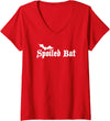 Halloween Spooky T's Womens Spoiled Bat V-Neck T-Shirt - Red