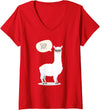 Funny & Cute Llama Gifts by OMG Womens Sup No Drama Llama Alpaca V-Neck T-Shirt - Red