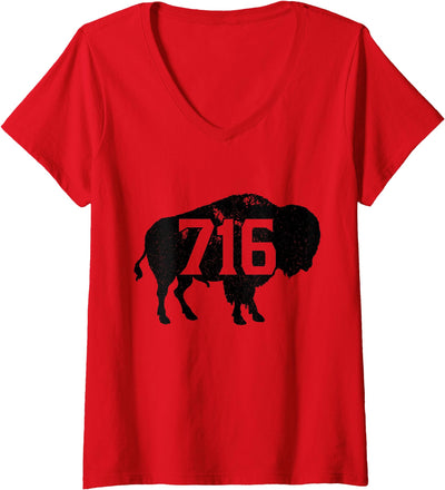 Buffalo New York Area Code 716 Buffalo Ny Pride Bison V-Neck T-Shirt
