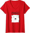 Coca-Cola Company Womens Coca Cola Polar Bear Logo V-Neck T-Shirt - Red