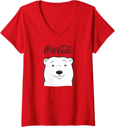 Coca-Cola Company Womens Coca Cola Polar Bear Logo V-Neck T-Shirt