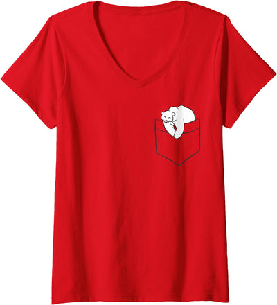 Cute Polar Bear Gifts And Tees Womens Polar Bear in Bag Cute Polar Bear Children Baby Polar Bear V-Neck T-Shirt