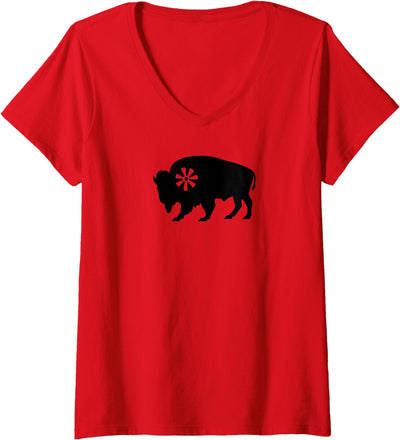 Cow Womens Stutelage Buffalo V-Neck T-Shirt