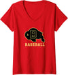 Buffalo High School, Buffalo, WY 82834 Women's Buffalo High School WY Logo Baseball V-Neck T-Shirt - Red