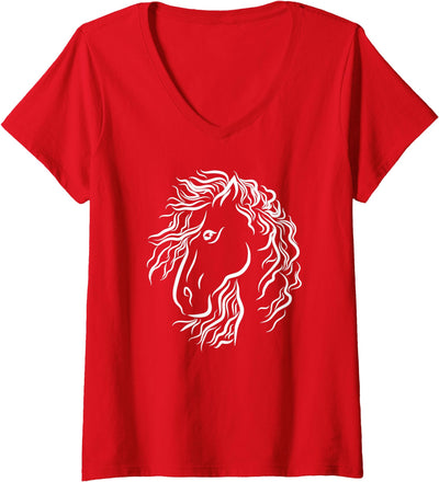 Horse Lover Gifts by Art Like Wow Womens Horse Lover, For Her, Women Girls Animal Lover Nature Horse V-Neck T-Shirt