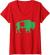 Buffalo - St Patricks Day Funny Women's Buffalo - Shamrock St. Patrick's Day Saint Paddy's V-Neck T-Shirt - Red