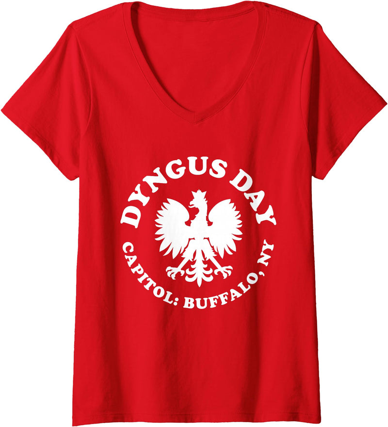 Buffalo Polish American Womens Dyngus Day Buffalo NY Polish Capitol Buffalo New York V-Neck T-Shirt - As Pictured