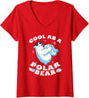 Polar Bear Apparel Women's Cool Polar Bear Funny Arctic Animal Lover V-Neck T-Shirt - Red