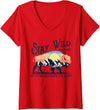 Buffalo Bison National Park Wild Animal Lover Womens W4Mx Retro Stay Wild Roam Free The Buffalo Charge The Storm V-Neck