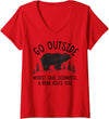 Camping Lover Tee Shirt Women's Go Outside Worst Case Scenario a Bear Kills You Funny Shirt V-Neck T-Shirt - Red
