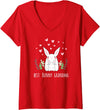 Women's Cute Bunny Grandma Rabbit Grandmother V-Neck T-Shirt in Red