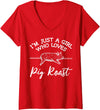 Cool Pig Roast Humor Quote Merch Women's Pig Roast Apparel - Top Funny Roasts Lover Design V-Neck T-Shirt - Red
