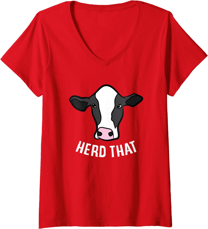 Cute Cow Animal Gifts Womens Funny Cow Farming Gift For Cow Farmer Herd That V-Neck T-Shirt - Red