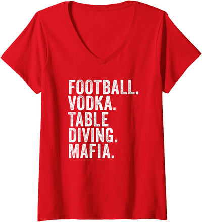 Womens Bills New York Fan Football Vodka Table Diving V-Neck T-Shirt