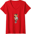 Bahaa's Tee Womens Men's Women's Kids Teddy Bear Graphic Cool Designs Funny V-Neck T-Shirt - Red