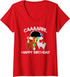 llama shirt collection by Jean Olivier Womens funny llama with hats lama with hat carl funny birthday V-Neck T-Shirt - Red