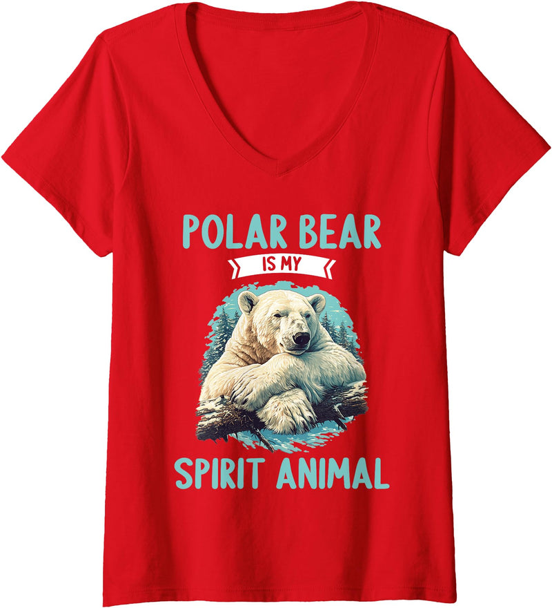 Polar Bears Polar Bear Lovers Shop Womens Polar Bears Polar Bear is my spirit animal V-Neck T-Shirt - Red