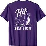 Sea Lion Trend (On Back) Hit The Sea Lion Funny Sealion Dance Trend T-Shirt - Purple