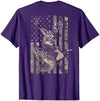 Fishing and Hunting Outdoors Designs Hunting and Fishing American Flag (Design on Front and Back) T-Shirt - size chart