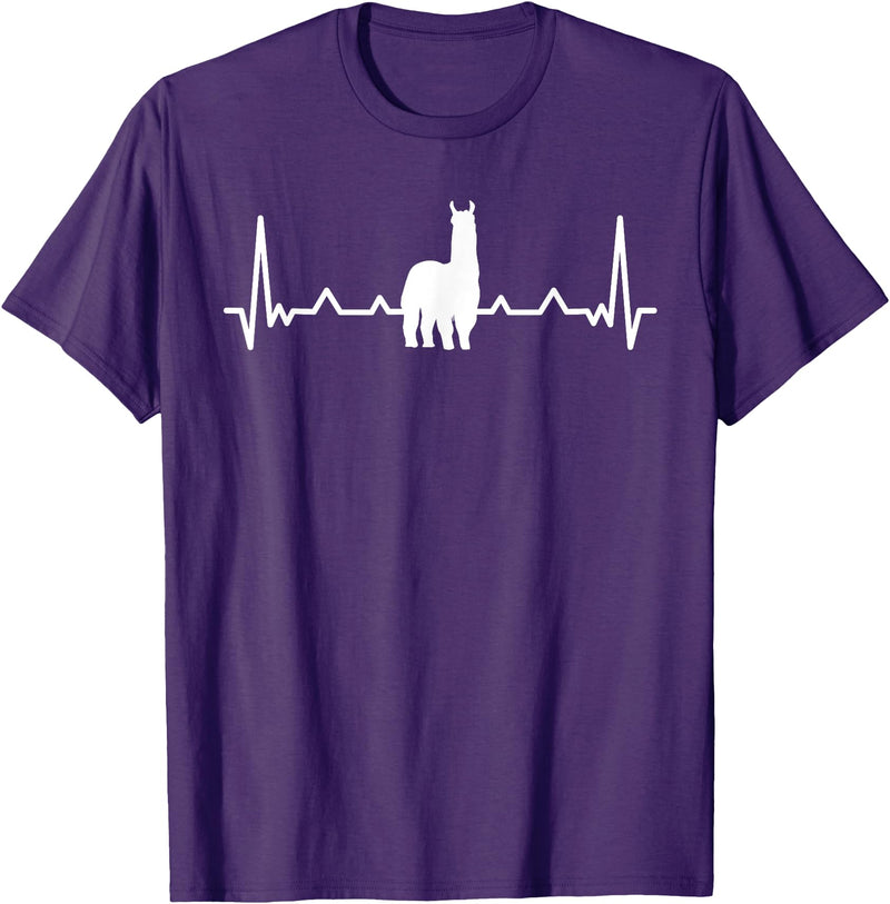 LLama Gifts & Accessories Llama Heartbeat Alpaca Llama Lover T-Shirt - Purple