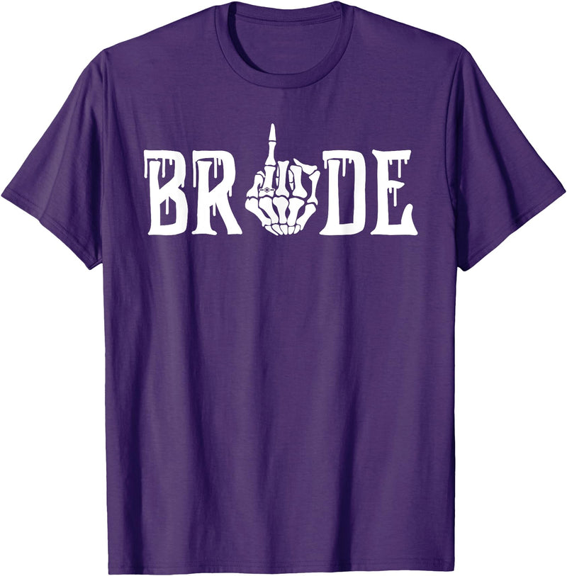 Skull Skeleton Halloween Wedding Bachelorette Bride Skeleton Ring Finger Halloween Wedding Bachelorette T-Shirt - Purple