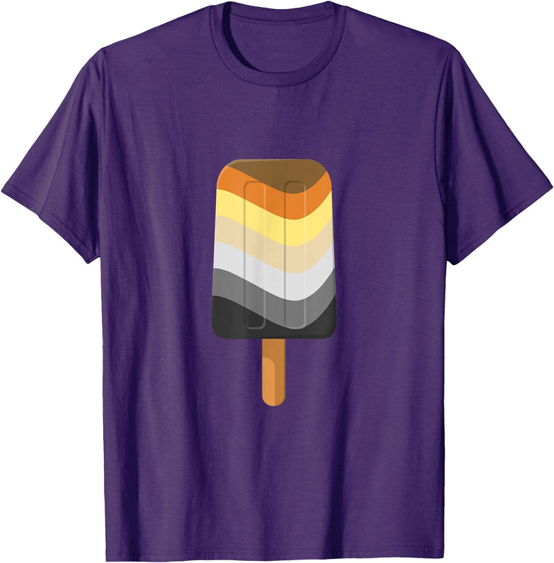 Live Loud Graphics Seamless Reapeating Gay Bear Pride Flag Ice Pop Pattern T-Shirt - Purple