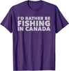 Fishing Trip Buddies Funny Designs I'd Rather Be Fishing In Canada Unisex-Adults Black Short Sleeve Classic Fit T-Shirt - Purple