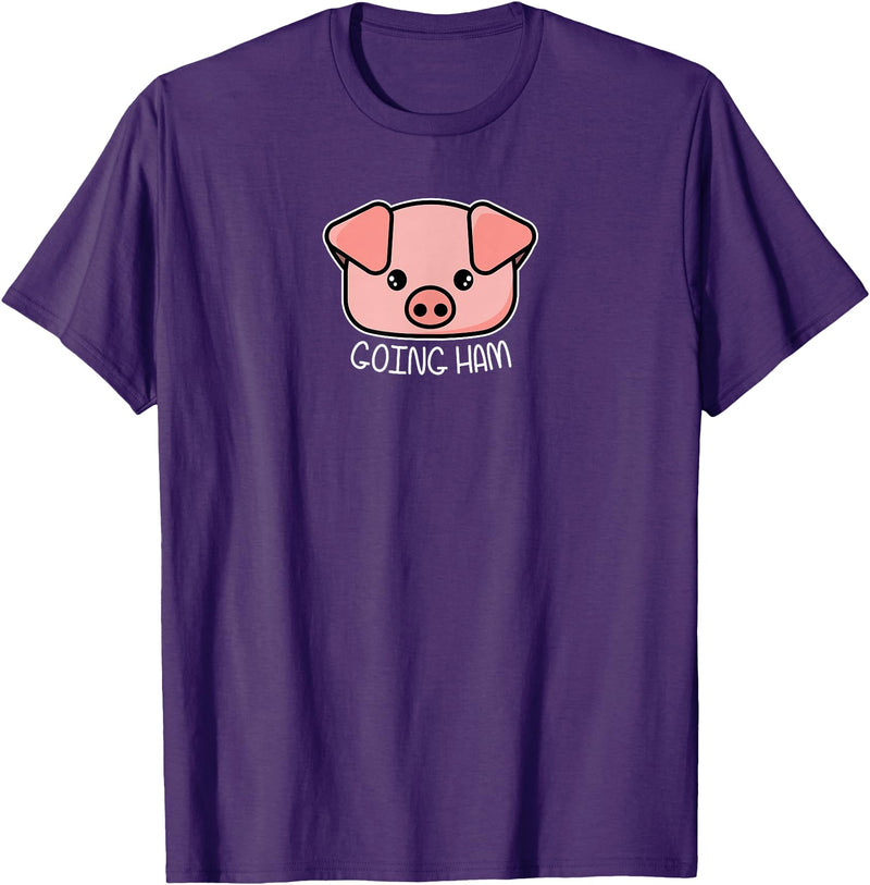 Funny Video Game Clothing Gifts for Gamers Going Ham - Funny Gamer and BBQ Chef Pig Gift T-Shirt - Purple