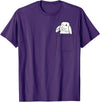 Rabbit Pocket Cute Bunny Women Girls Boys Kids Small T-Shirt in Purple