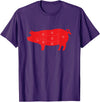 Carnivore Grilling Gifts For Butchers Pig Cuts Pork Chops Bacon Butt Butcher Costume Pigs Diagram T-Shirt - Purple